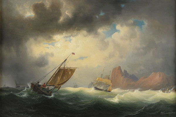ship on stormy sea